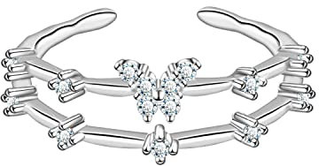 KristLand Schmetterling Ring Sterling Silber Verstellbarer Ring 925 Silber offener Ring mit transparenten Zirkonia Steinen Ring Hochzeit Geburtstagsfeier Geschenk für Frauen Damen Mädchen