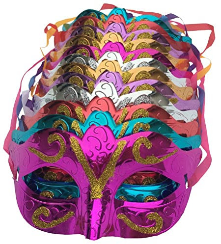 Stakee 12 pièces Mascarade fête Masque coloré Papillon Masque Demi Visage Masque Danse Performance Masque Carnaval fête Masque