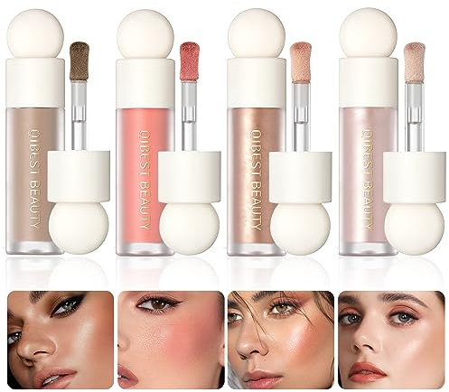 4 Pcs Highlighter, Contouring Stick, Liquid Highlighter, Liquid Blush, Mattes Finish Highlighter, Blush Flüssig, Blush Highlighter, Rouge Stick, Contouring Highlighter, Blush Stick, Highlighter