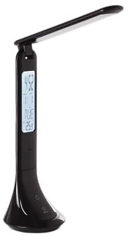 Eglo LED Table lamp Coluccia, Bedside lamp with Alarm Clock and Thermometer, Touch dimmable Desk lamp Made of Black Plastic, Office Lighting Neutral White