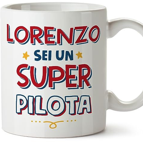 Mugffins Tazza Personalizzata in ceramica per PILOTA uomo 11 oz / 350 ml - In italiano - Sei Super - Idea regalo per compleanno, anniversario, natale, laurea