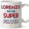 Mugffins Tazza Personalizzata in ceramica per PILOTA uomo 11 oz / 350 ml - In italiano - Sei Super - Idea regalo per compleanno, anniversario, natale, laurea