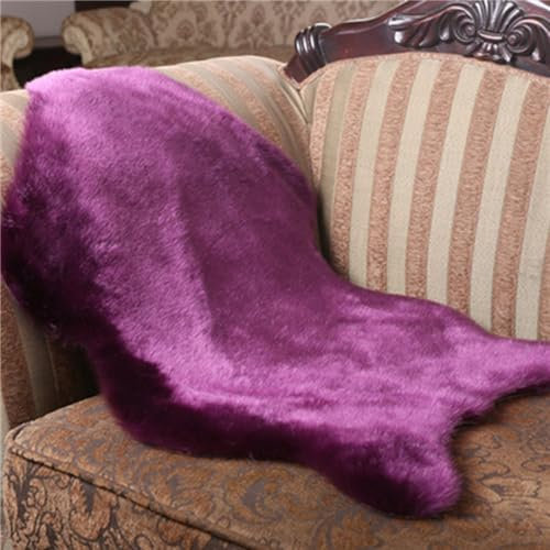 Treer Faux Lammfell Schaffell Teppich, Lammfellimitat Teppich Longhair Fell Optik Nachahmung Wolle Bettvorleger Kunstfell Dekofell Sofa Matte für Kinderzimmer (60 * 90cm,Lila)