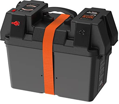 LiTime Portable Battery Box Fits Group 24/27/31 Size Batteries for Boats, Marine, RV, Trailer, and Waterproof for Trolling Motor Includes 12 Volt Accessory Socket Built-in Voltmeter