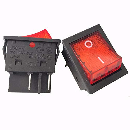 WARFEL Schalter 2 Stück JD03-A1 4 Pins 30A 125V/250V Großer Strom Rocer Leistungsschalter Druckschalter for Inverter-Schweißgerät TÜV CE