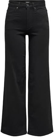 ONLY Jean à Jambe Large ONLMADISON Taille Haute Wide Leg Fit Jeans Black Denim S 30 Black Denim S / L30