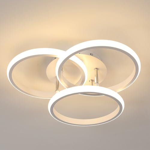 Comely LED Deckenleuchte Warmweiß Modern 40CM, 40W 4500LM Deckenlampe LED Runde, Weiße Wohnzimmerlampe 3000k für Schlafzimmer Flur Arbeitszimmer