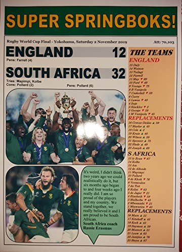 Assorted England 12 South Africa 32-2019 Rugby World Cup final - souvenir print
