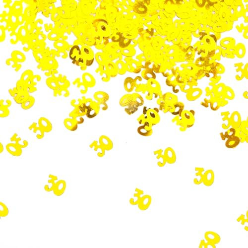 Party Go 1500pcs 30th Confetti Gold Number 30 Birthday Table Confetti Decor Assorted Shiny 30th Confetti Happy 30th Birthday Sparkles for Birthday Baby Shower Anniversary Party Decor 50g 1.8oz
