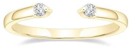 Titaniumcentral Vorsteckring Damen Schmal Offen Verstellbarer Ring Zirkonia Zierlich Schlicht Verlobungsringe Eheringe Versprech Ringe (Gold,52 (16.6))