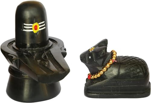 BishtHub Handicraft 1 Shivling mit 1 Nandi Statue Home Deko Schaustück Skulptur Figur für Zuhause Puja und Tempel