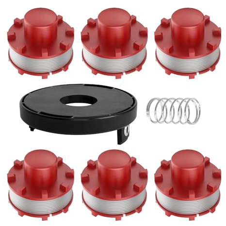 Bobina de repuesto para desbrozadora Einhell GE-CT 36/30 Li E Solo AGILLO 36/255 BL AGILLO 18/200, carrete de 8 m x 2 mm para Einhell 3405096 (6 bobinas + 1 cubierta + 1 resorte)