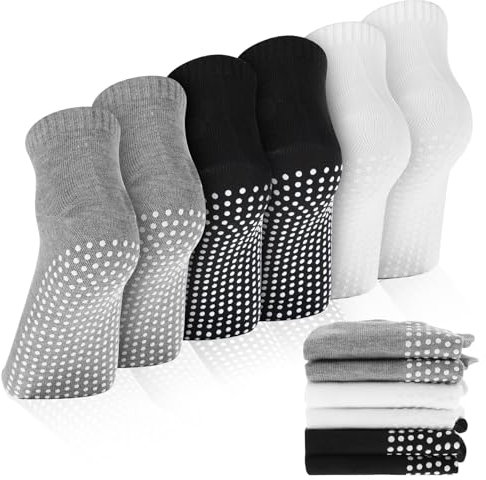 Abeillo 3 Paar Yoga Socken, Unisex Stoppersocken, Rutschfeste Socken für Damen und Herren, Pilates Socken, Anti-Rutsch Yoga Socken mit Grip für Yoga, Ballett, Tanz, Barfuß, Sport, Workout