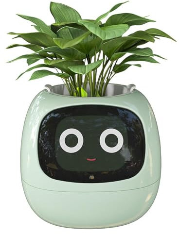 Pot de fleurs intelligent pour plantes d'intérieur avec 49 expressions riches, 7 capteurs intelligents, écran LCD, contrôle par application, pot intelligent pour la maison, installation de bureau