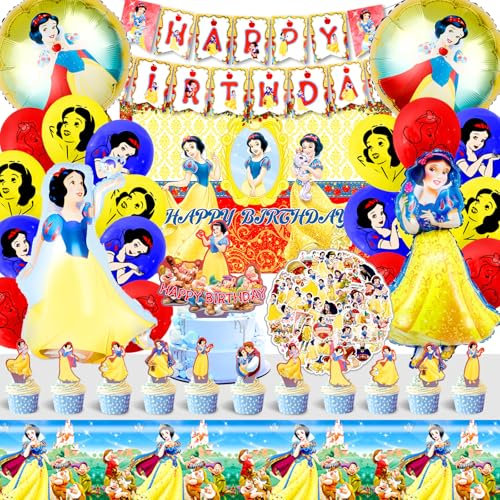 Décoration Blanche Neige Anniversaire, Décoration Blanche Neige, Décoration Gateau Blanche Neige, Ballon Blanche Neige, Décorations de Fête Anniversaire et de Fête à Thème pour Filles
