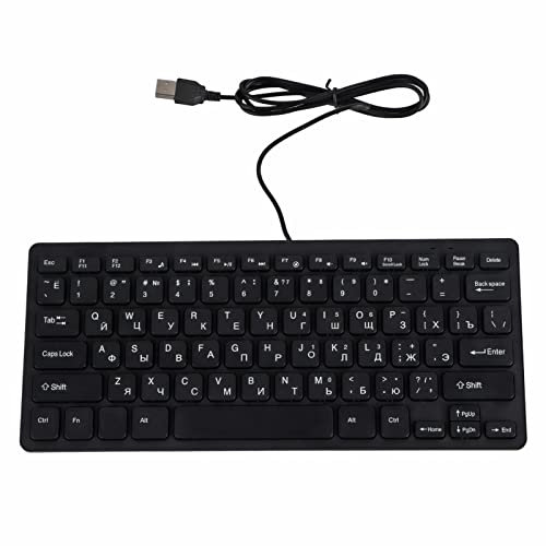 Mtlavishness Tastiera Russa Cablata USB 78 Tasti Ergonomica Silenziosa Per PC Portatile Ufficio Design Ultra Sottile Mini Computer Portatile Materiale Resistente Allo Sbiadimento