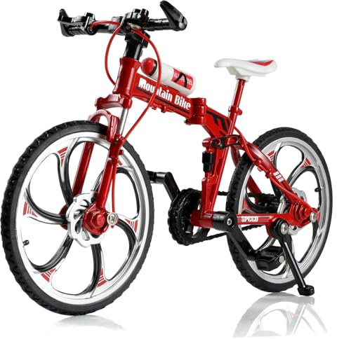 Risopen 1:8 Skala Druckguss Metall Mini Mountainbike Fahrrad Modell Spielzeug Finger BMX Spielzeug Desktop Dekoration Handwerk für Radfahren Liebhaber (rot)
