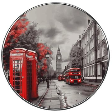Rote Londoner Straße, bedruckter magnetischer Kühlschrankaufkleber, rund, kreative dekorative Magnete, Heimdekoration für Whiteboard, Kühlschrank, Büro, Küche