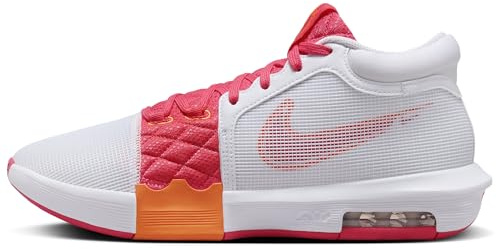 Nike Herren Lebron Witness VIII Schnürschuhe, Weiß/helles Mandarine/Asterrosa, 44.5 EU