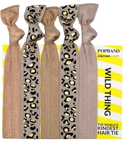 Popband Wild Knot Hair Bands, Stretchy Hair Bobbles in Assorted Colours, Versatile Hair Accesories for Women, 5 Hair Ties