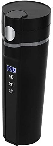 Ghzste Heated Coffee Mug, Travel Mug, Battery Powered Heated Coffee Mug,450ml Smart Temperature Control Low Noise Black Smart Heating Car Cup for Travelling Camping
