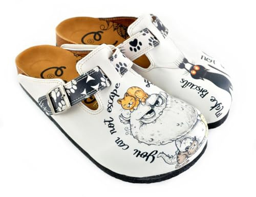 GOBY Clogs Hausschuhe Damen | Handgefertigte Premium Clogs mit Buntem Print – Bequeme & leichte Pantoletten Damen aus hochwertigem Imitationsleder mit Eva-Sohle