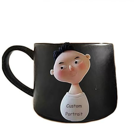 hadefa Tasse en argile souple personnalisée, tasse à café en forme de portrait personnalisé, cadeau commémoratif pour les amis, la famille pour les anniversaires
