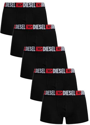 Diesel Herren 5Er-Pack Damien-Unterhosen, Black/Red, M