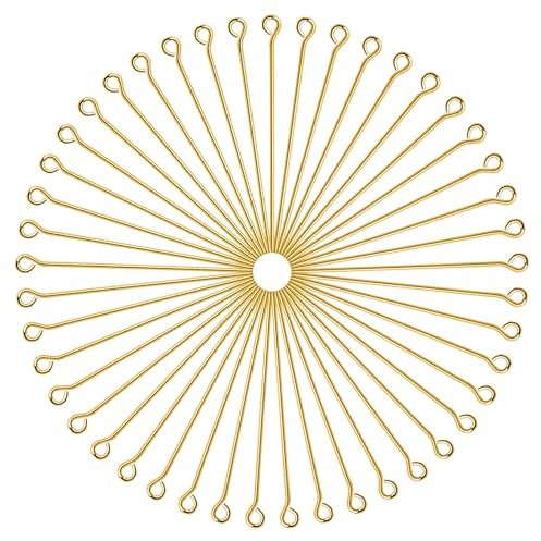 TOAOB 70mm Ösenstifte Edelstahl 100 Stück Open Eye Pins Golden für Ohrring Anhänger Perlen Schmuck DIY Handwerk Machen