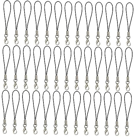 POPETPOP 100 Piezas cable de teléfono móvil acollador atar llave cuerda para telefono cordón por teléfono cordón de teléfono celular móvil correa para celular Aleación de zinc Negro