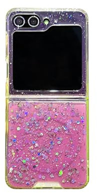 for Samsung Galaxy Z Flip 4 Custodia Creative Trasparente Glitter BackCover Glitter Bling Custodia in Silicone TPU Shockproof Case Coperture Bumper Gel Soft Custodia per Samsung Galaxy Z Flip 4 ,Rosa