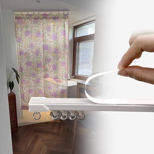 Generisch Selbstklebende Vorhangstange für die Decke – 0.30m-6.0m – Vorhangschienen Ohne Bohren, Raumteiler- Gardinenschiene für Fenster, Dusche und Wohnzimmer(Weiß,35cm/1.2ft)