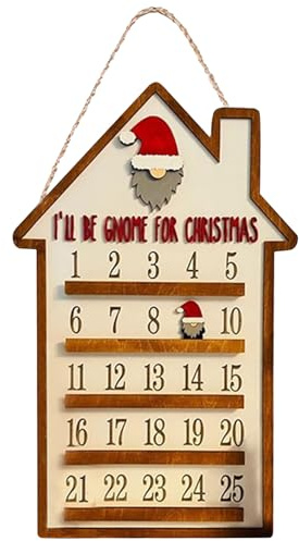 KASESSS Weihnachtsmann Adventskalender Aus Holz Schild, AufhäNgen Adventkalender Wiederverwendbar Wandbehang, Weihnachtsdeko 25-Tage Countdown Kalender FüR Weihnachten Wohnakzente