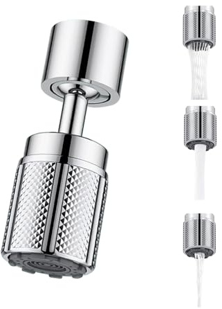 GUOYOU Aireador Grifo Cocina Giratorio 720°Con 3 Modos de Chorro Adaptador Grifo Cocina Grifo Universal Cromado Aireador Grifos Difusor Cocinas Fregadero Aireador Giratorio para Grifos de Cocinas