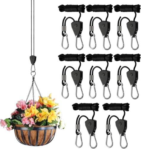 Generico Set 8 Tendicorda Regolabili con Cricchetto 1/8, Corde in Nylon con Moschettoni, Tenditori per Tenda da Campeggio, Stendibiancheria, Fioriere e Guinzaglio