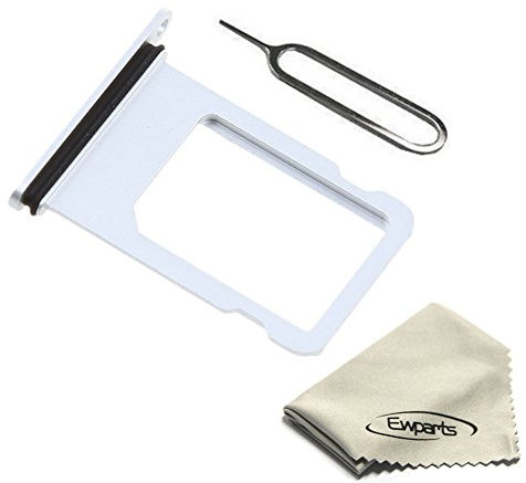 Ewparts for iPhone 7 Plus Sim Card Tray Replacement with Waterproof Rubber & Eject Pin (Silver)