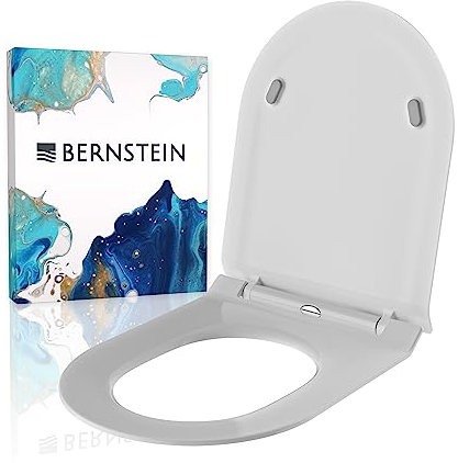 Flacher WC-Sitz mit Absenkautomatik U2019 Weiss, abnehmbarer Toilettensitz aus Duroplast, Ersatz-WC-Brille Soft-Close-Funktion D-Form, Edelstahlbefestigung