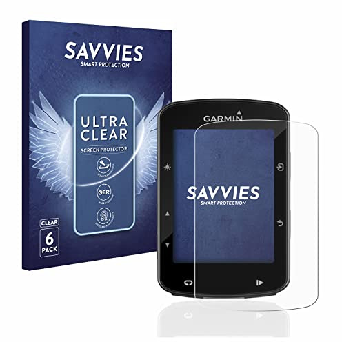 Savvies Protection Film compatible with Garmin Edge 520 Plus | 6 Pack Clear Screen Protection Made in Germany Anti-Scratch Transparent Foil