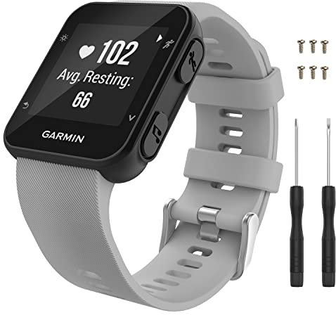 MoKo Armband für Forerunner 35/30, Silikon Ersatz Uhrenarmband Sportarmband Einstellbar Armband Replacement Wechselarmband für Forerunner 35 GPS-Laufuhr, Armbandlänge 130mm-230mm, Grau