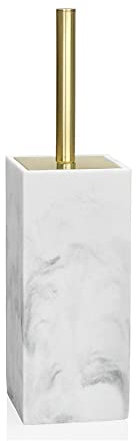 Wadiga Brosse WC Résine Effet Marbre Blanc et Métal Doré AH-BA68125 Taille Unique Multicolore