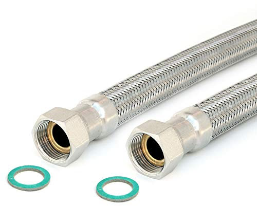 Panzerschlauch 3/4ÜM x 3/4ÜM, Trinkwasserzulassung, DN19, Edelstahl, Länge 80 cm, Made in Germany