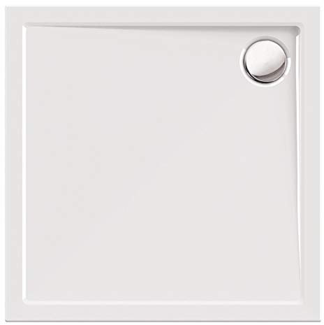 Calmwaters® Quadrat-Duschwanne Modern Select, eckige bodengleiche Brausewanne aus Acryl, 90 x 90 x 2,5 cm mit Ablaufloch in 90 mm, Duschtasse in Weiß, 01SL2984