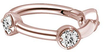 Karisma Edelstahl 316L Hinged/Clicker Ring Piercing Ohrring Trio Zirkonia Set BHSRZ-11.Rosegold