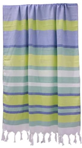 Harwoods Bellissimo Striped Cotton Bamboo Hammam Beach Towel, Green