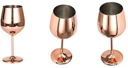 Tubayia Lot de 3 verres à vin en acier inoxydable - 500 ml - Pour fête, pique-nique, jardin