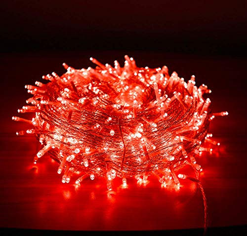 Luci di Natale, 10M 80 LED Luci di Stringa per Albero di Natale con 2 Luci di Natale Decorative in Modalità USB per Decorazioni Natalizie (Rosso)