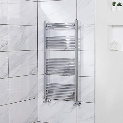 NRG Curved Heated Towel Rail Radiator Central Heating 1000x500mm Chrome | Bathroom Ladder Warmer Rad, Heating Ladder Warmer, Wall Mounted, 10 Year Guarantee, for Bathroom