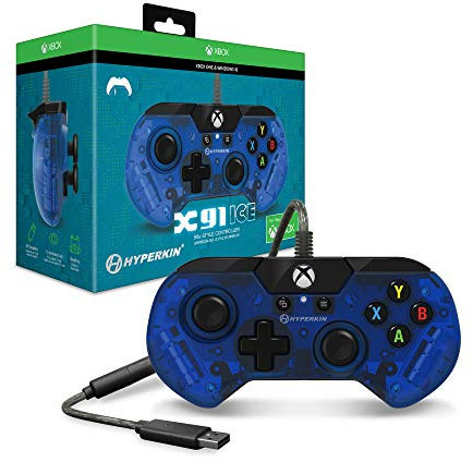 X91 Ice Wired Controller for Xbox One/ Windows 10 PC (Pacific Blue) - Hyperkin - Officially Licensed by Xbox