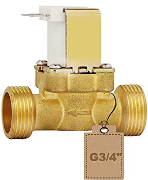 EXLECO Elettrovalvola a Solenoide G3/4 Elettrovalvola DC 12V Elettrovalvola Solenoide Elettrica in Ottone Normalmente Chiusa per Acqua N/C