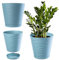 KADAX Pot de Fleurs en Plastique avec Soucoupe Incorporée, Pot de Plantes avec Conception Raffinée pour la Décoration d'Intérieur (25 cm, Turquoise)